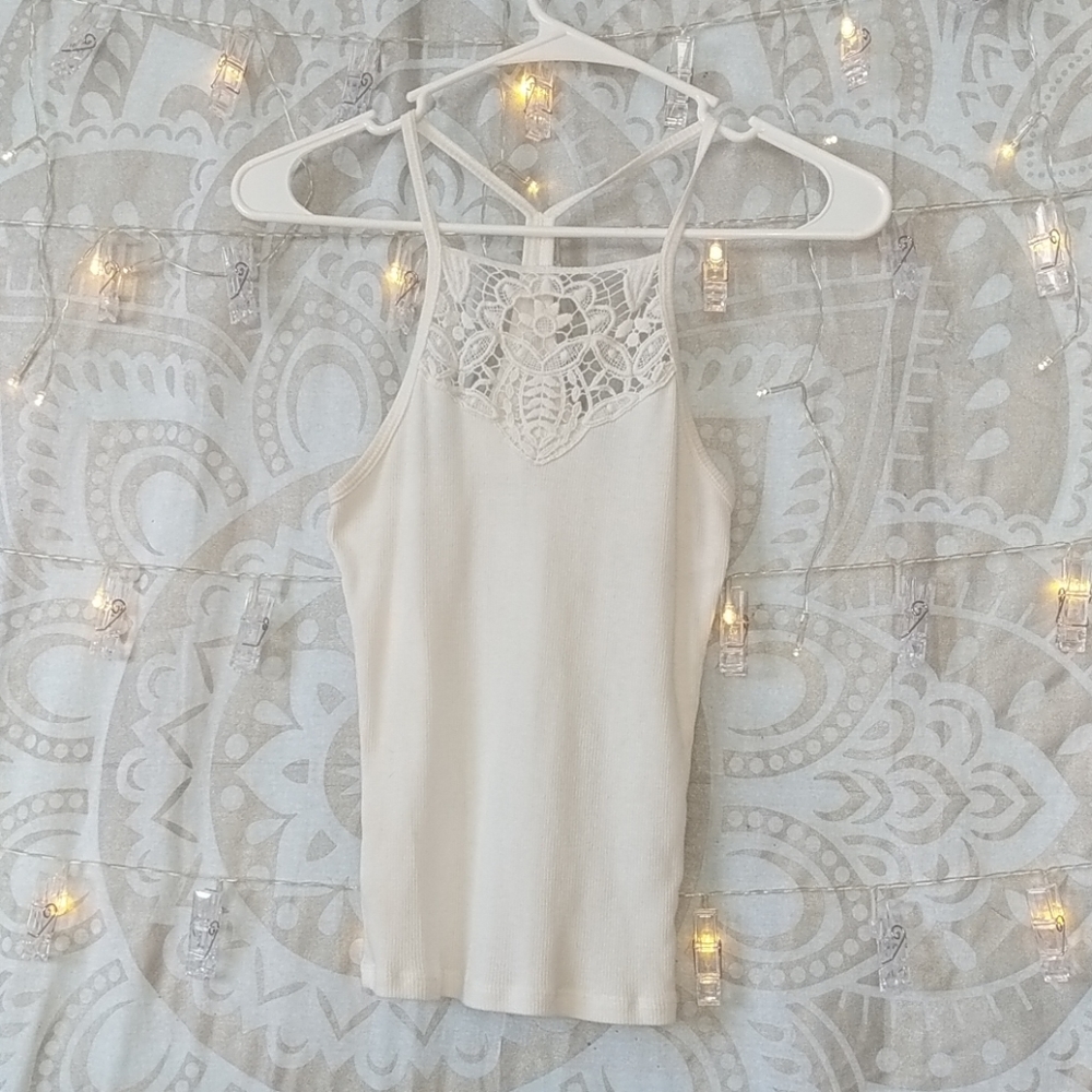Lacy spaghetti strap tank top